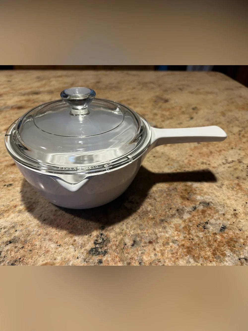 CorningWare “Just White” #P-82-B 24 oz Spouted Sauce Pot w/ Pyrex Lid #P-81-C